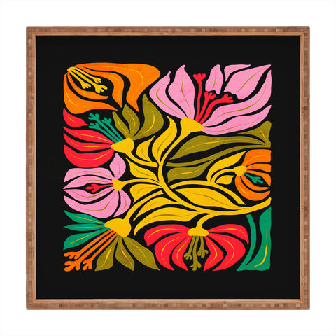 ayeyokp Night Flowers Fleurs de Nuit Square Tray