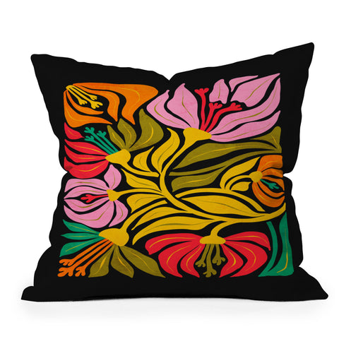 ayeyokp Night Flowers Fleurs de Nuit Throw Pillow