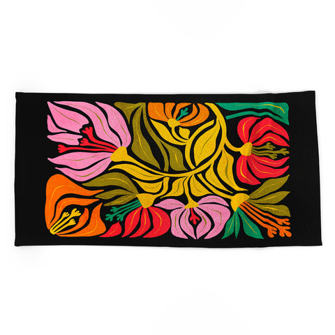 ayeyokp Night Flowers Fleurs de Nuit Beach Towel