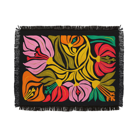ayeyokp Night Flowers Fleurs de Nuit Throw Blanket