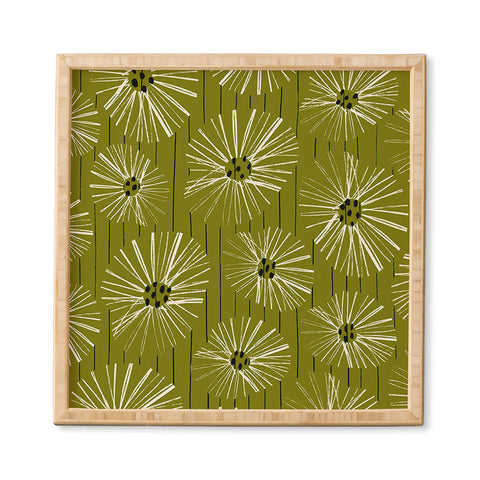 ayeyokp Retro Daisies Musk Green Framed Wall Art
