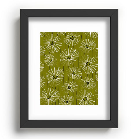 ayeyokp Retro Daisies Musk Green Recessed Framing Rectangle
