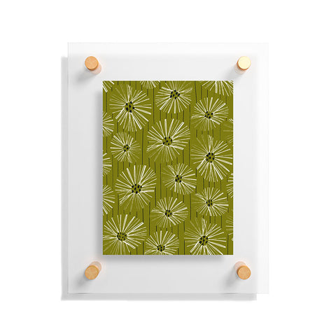 ayeyokp Retro Daisies Musk Green Floating Acrylic Print