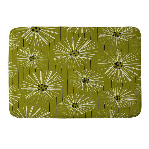 ayeyokp Retro Daisies Musk Green Memory Foam Bath Mat