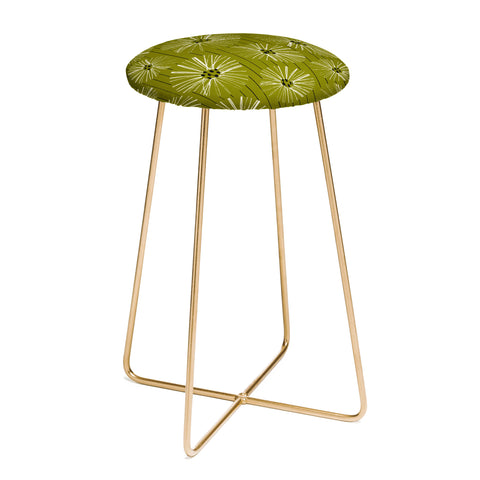 ayeyokp Retro Daisies Musk Green Counter Stool