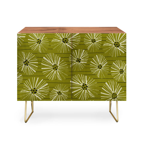 ayeyokp Retro Daisies Musk Green Credenza