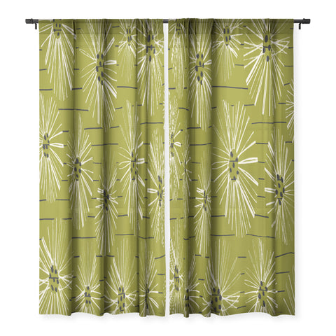 ayeyokp Retro Daisies Musk Green Sheer Non Repeat