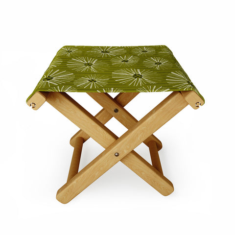 ayeyokp Retro Daisies Musk Green Folding Stool