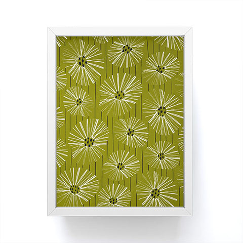 ayeyokp Retro Daisies Musk Green Framed Mini Art Print