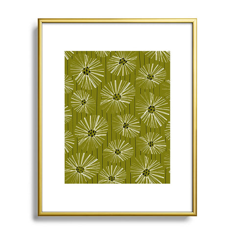 ayeyokp Retro Daisies Musk Green Metal Framed Art Print