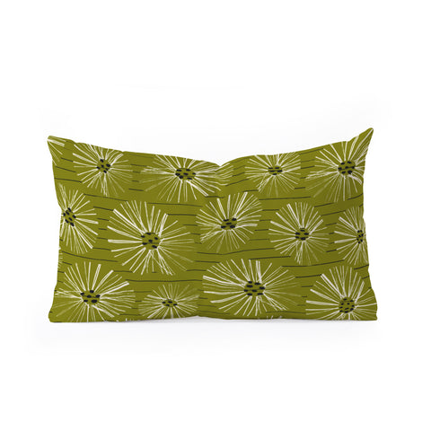 ayeyokp Retro Daisies Musk Green Oblong Throw Pillow