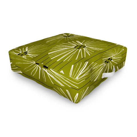 ayeyokp Retro Daisies Musk Green Outdoor Floor Cushion