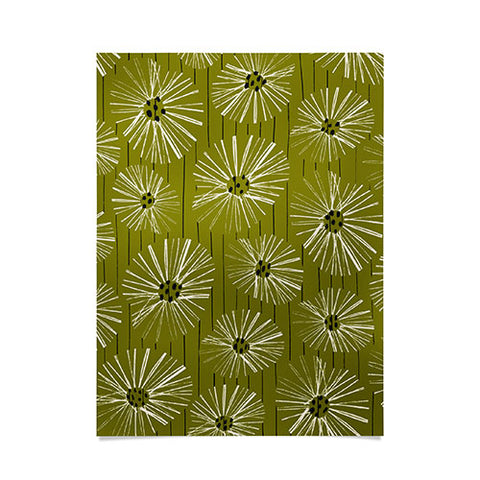 ayeyokp Retro Daisies Musk Green Poster