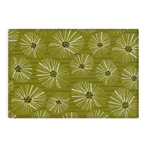 ayeyokp Retro Daisies Musk Green Outdoor Rug