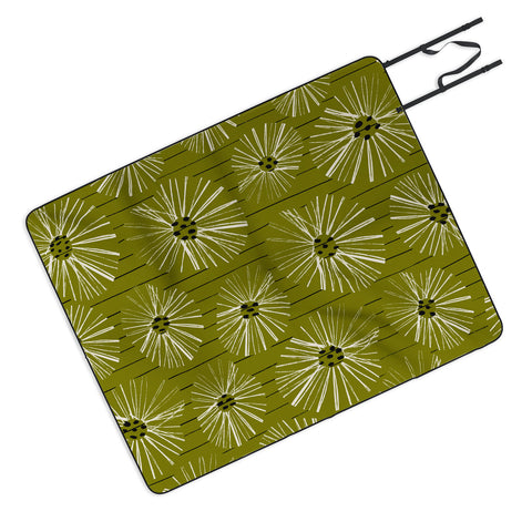 ayeyokp Retro Daisies Musk Green Picnic Blanket