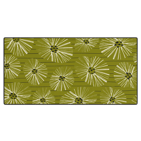 ayeyokp Retro Daisies Musk Green Desk Mat