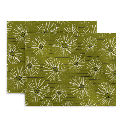 ayeyokp Retro Daisies Musk Green Placemat