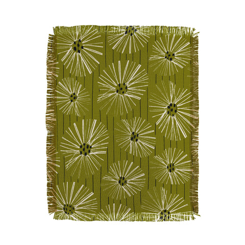 ayeyokp Retro Daisies Musk Green Throw Blanket