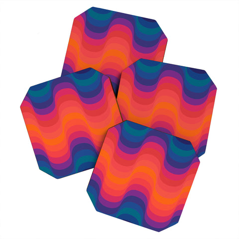 ayeyokp Retro Sacred Geometry 80s Wavy Coaster Set
