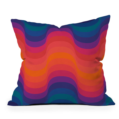 ayeyokp Retro Sacred Geometry 80s Wavy Throw Pillow