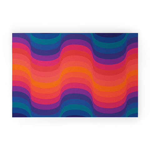 ayeyokp Retro Sacred Geometry 80s Wavy Welcome Mat