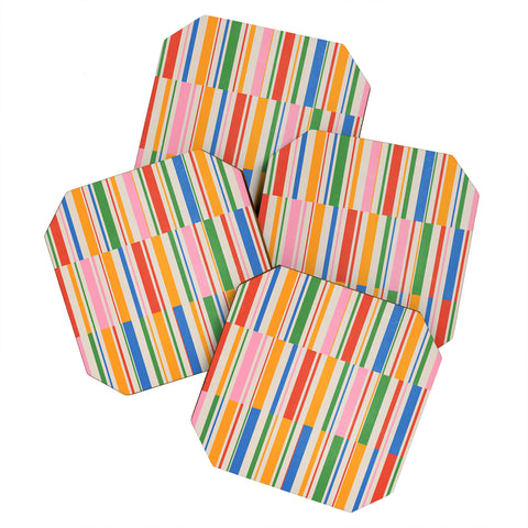 ayeyokp Stripes PATTERN 01 The Retro Coaster Set