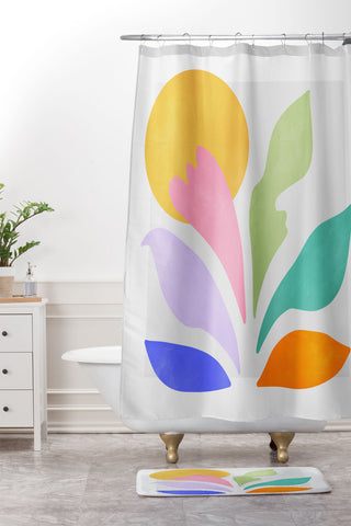 ayeyokp Sun and Leaves Matisse Pastel Series 04 Shower Curtain And Mat