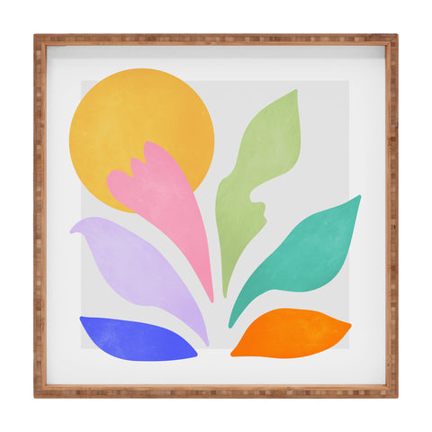 ayeyokp Sun and Leaves Matisse Pastel Series 04 Square Tray