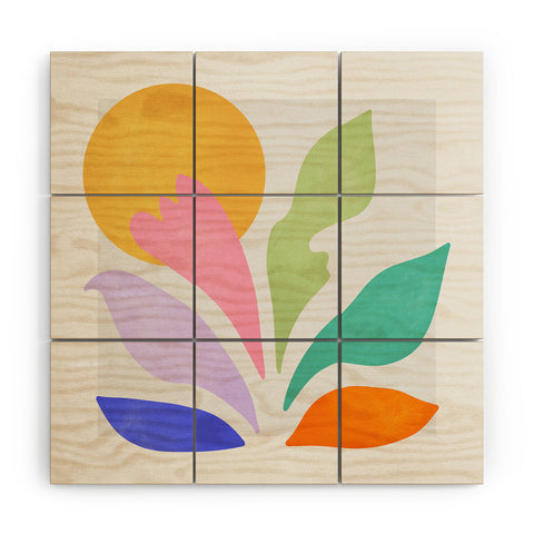 ayeyokp Sun and Leaves Matisse Pastel Series 04 Wood Wall Mural