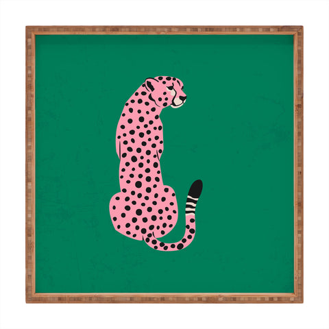 ayeyokp The Stare Pink Cheetah Edition Square Tray