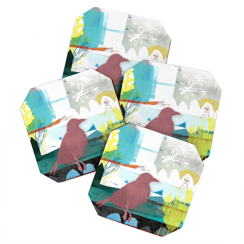 Barbara Chotiner Bird plus Ocean Coaster Set