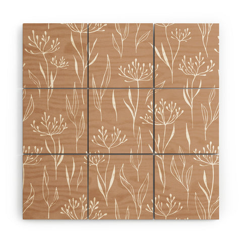 Barlena Dried Flowers and Leaves Wood Wall Mural