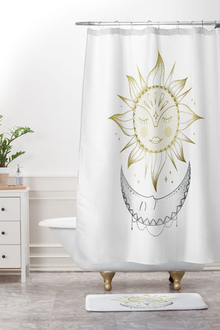 Barlena Magical Sun and Moon Shower Curtain And Mat