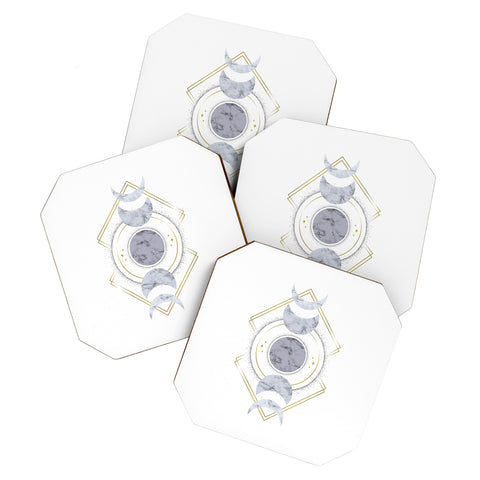 Barlena Marble Moon Phase Coaster Set