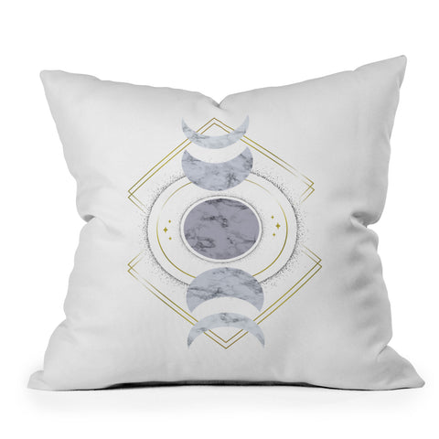 Barlena Marble Moon Phase Outdoor Throw Pillow