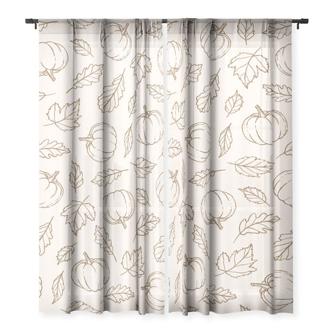 Barlena Pumpkins and Leaves Brown Sheer Non Repeat