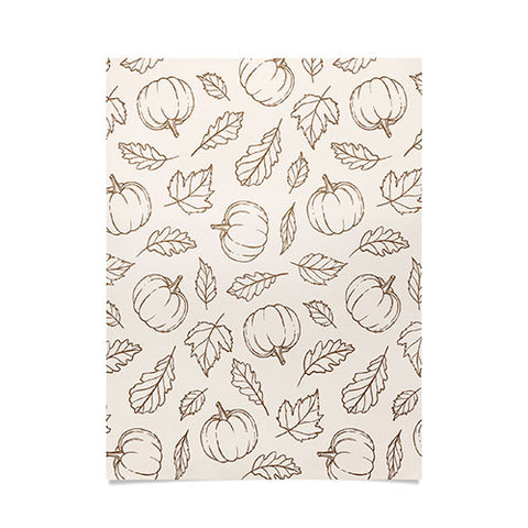 Barlena Pumpkins and Leaves Brown Poster