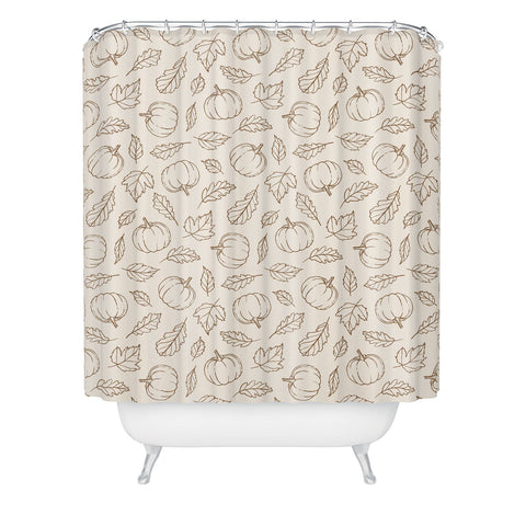 Barlena Pumpkins and Leaves Brown Shower Curtain