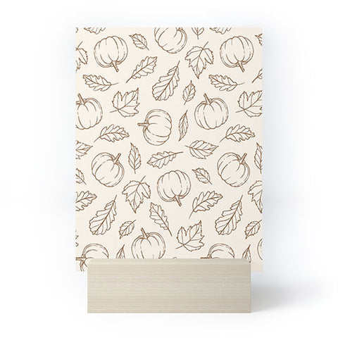 Barlena Pumpkins and Leaves Brown Mini Art Print