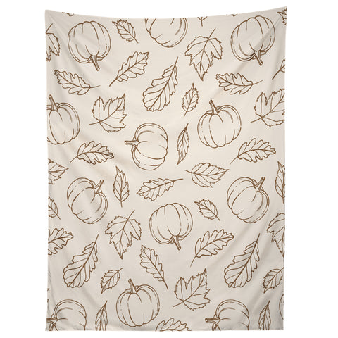 Barlena Pumpkins and Leaves Brown Tapestry