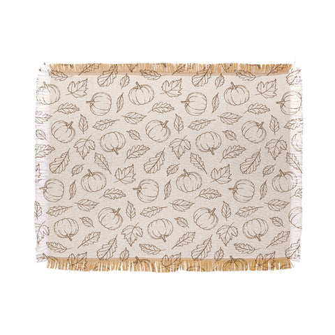 Barlena Pumpkins and Leaves Brown Throw Blanket