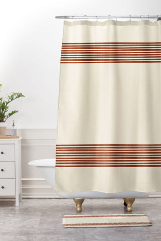 Becky Bailey Band in Rust Shower Curtain And Mat