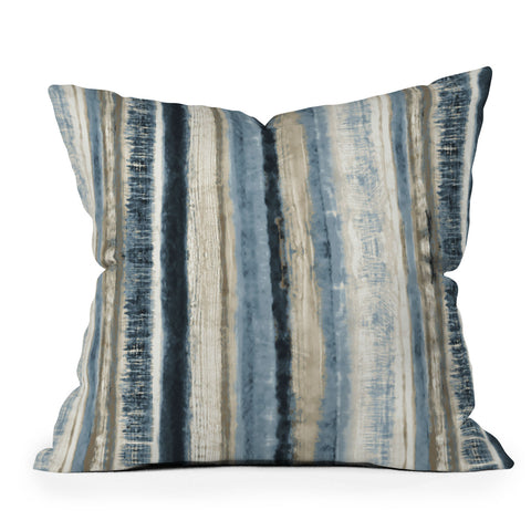 Becky Bailey Distressed Blue and White Outdoor Throw Pillow