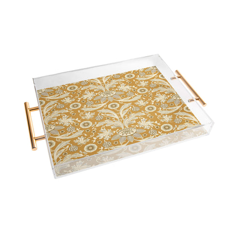 Becky Bailey Floral Damask in Gold Acrylic Tray