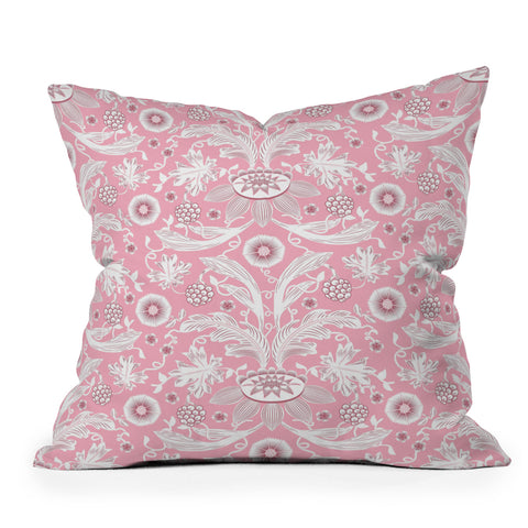 Becky Bailey Floral Damask in Pink Outdoor Throw Pillow