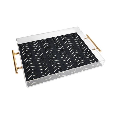 Becky Bailey Mud Cloth Big Arrows in Black and White Acrylic Tray