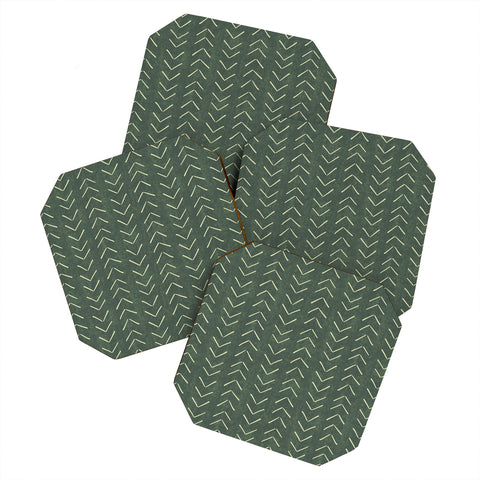 Becky Bailey Mudcloth Big Arrows in Leaf Green Coaster Set