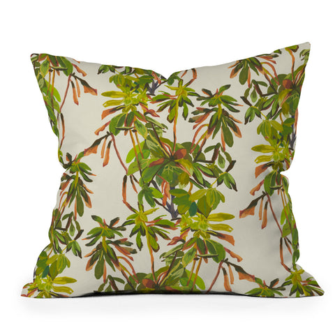 Becky Bailey Rhododendron Plant Pattern Outdoor Throw Pillow