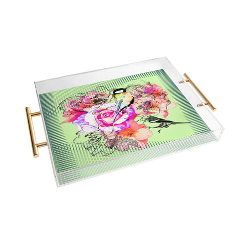 Bel Lefosse Design Birds And Flowers Acrylic Tray