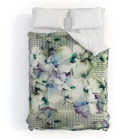Bel Lefosse Design Flowers And Lines Duvet Cover